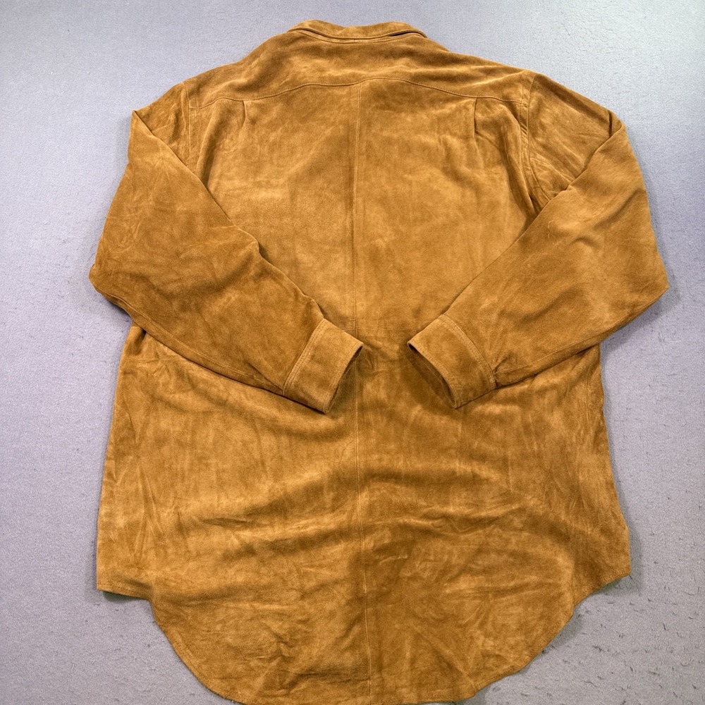 Polo Ralph Lauren Brown Suede Leather Button-Up Shirt XL EXCELLENT - Picture 7 of 8